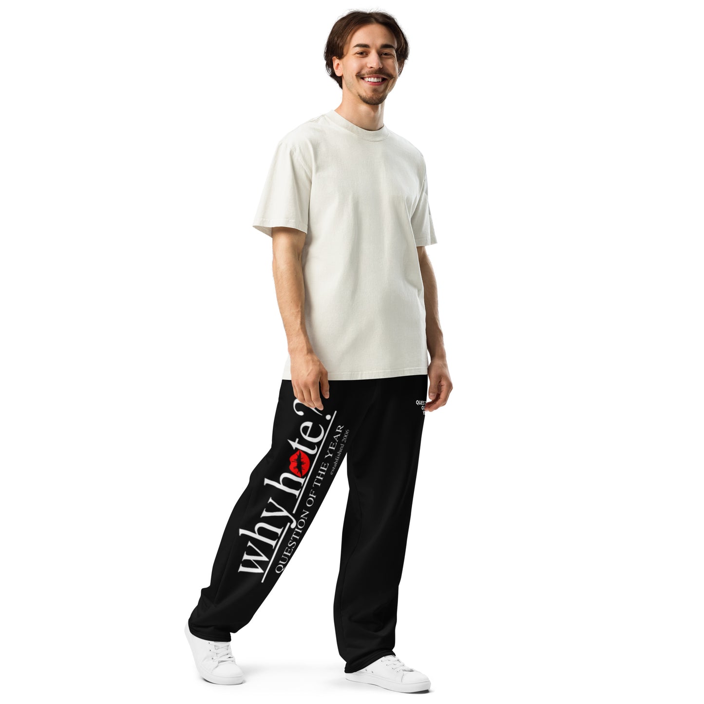 why hate? (Kiss My Ass) Black Wide-leg joggers