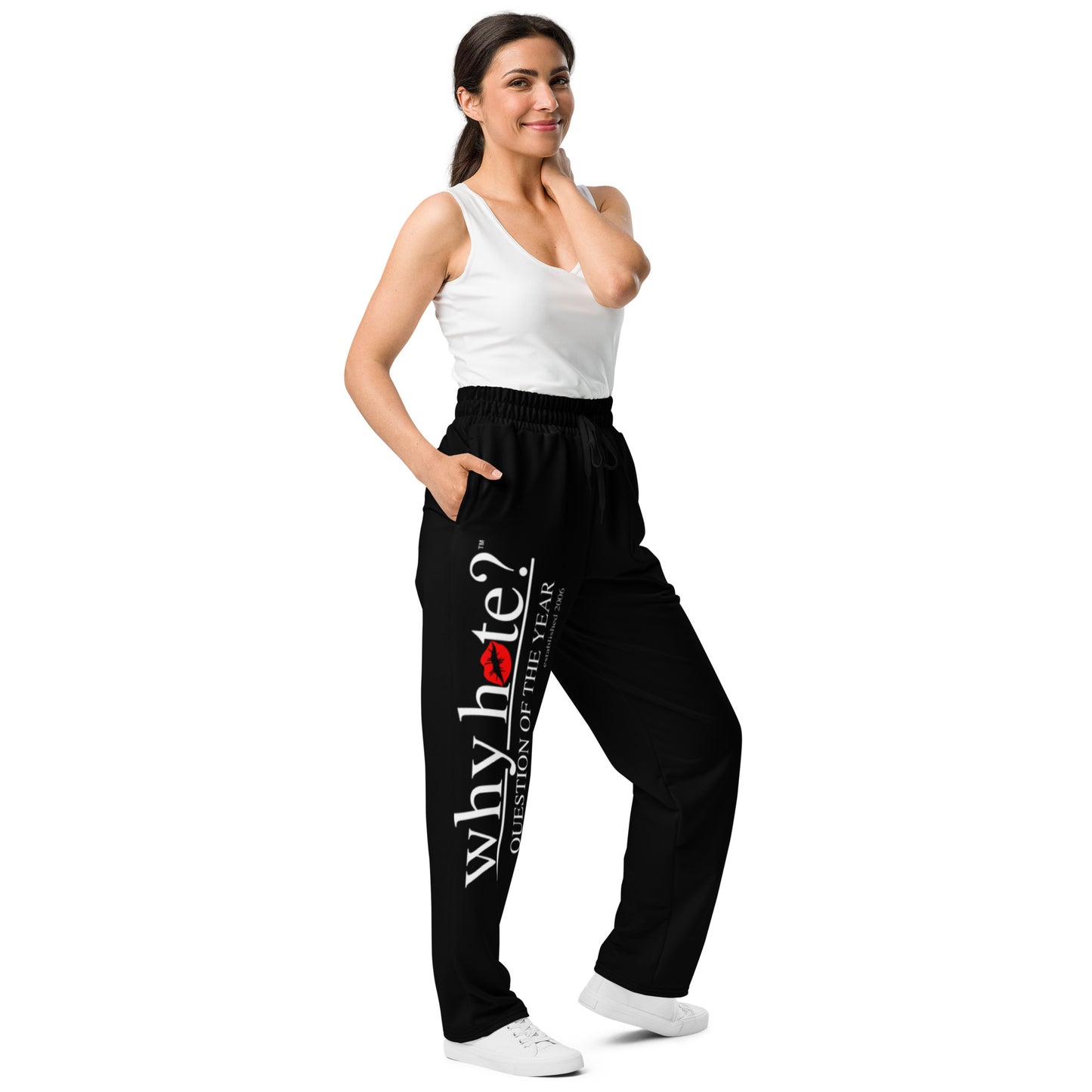 why hate? (Kiss My Ass) Black Wide-leg joggers