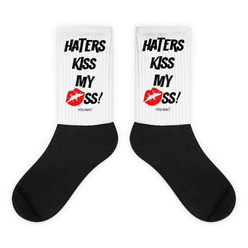 Haters Kiss My Ass - Black/White Socks