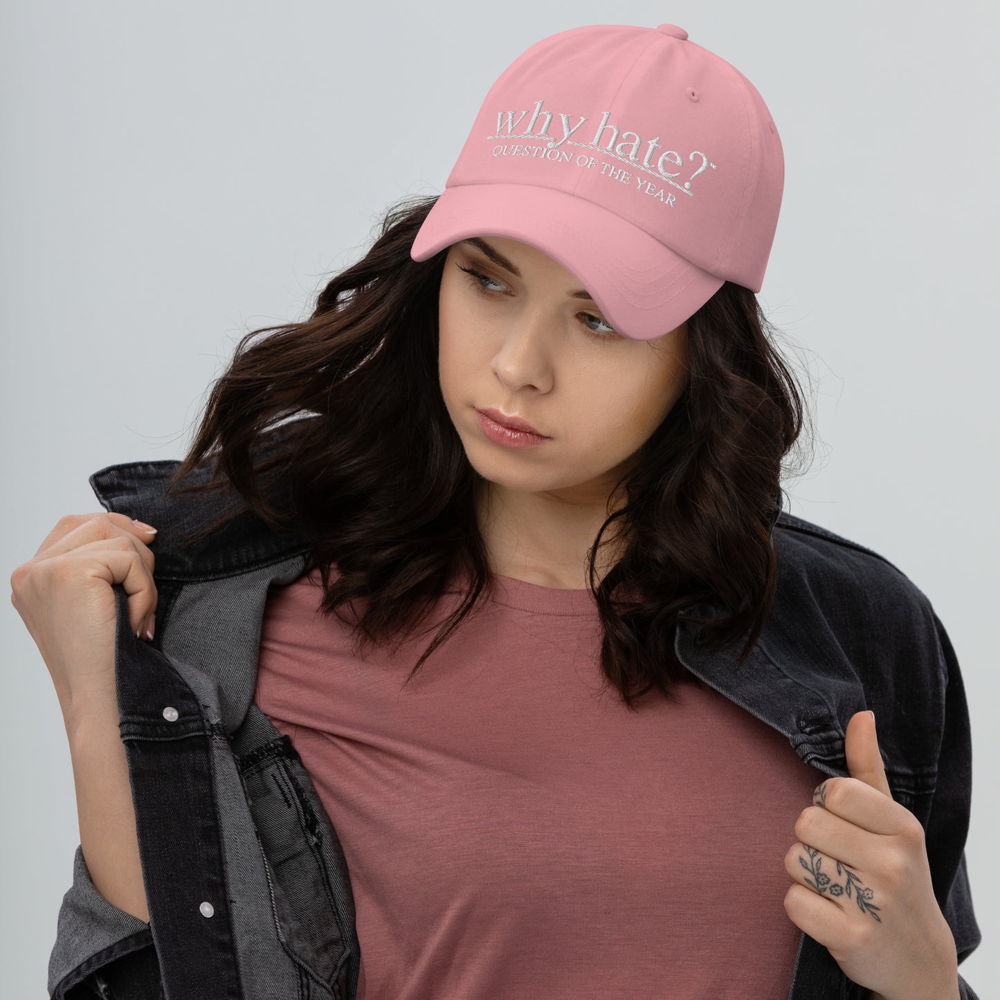 why hate? (Classic) Pink Dad hat