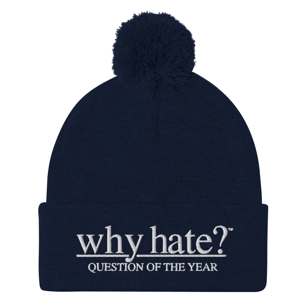 why hate? (Classic) Navy Pom-Pom Beanie