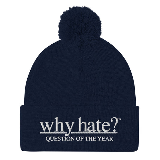 why hate? (Classic) Navy Pom-Pom Beanie